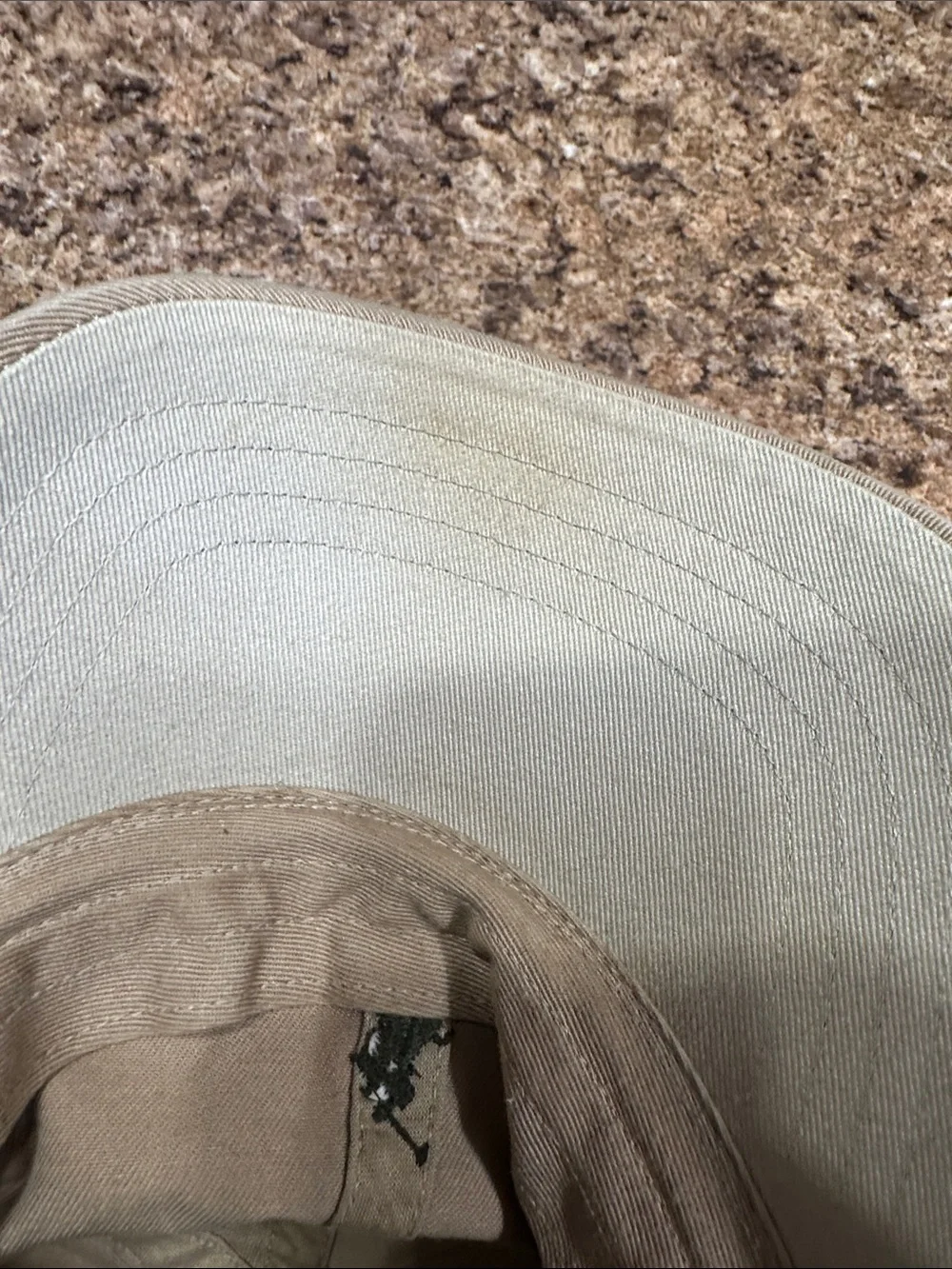 Ralph Lauren Tan Baseball Cap with Olive Green Pony Leather Adjustable Strap